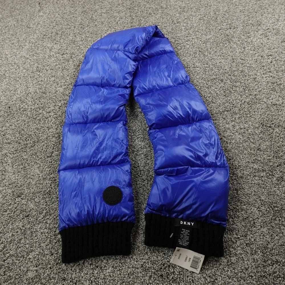 NEW‎ DKNY Scarf Womens One Size Blue Puffer Quilted Insulated Winter Donna Karan